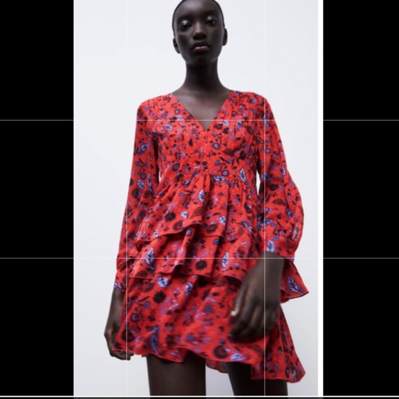 Zara Floral and Flouncy Tiered Mini Dress NWT - Picture 1 of 3
